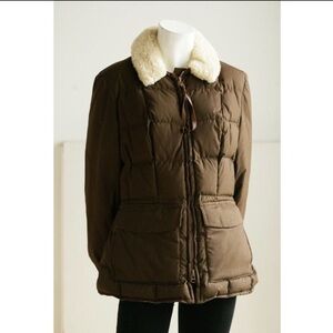 Eddie Bauer Brown Jacket with Cream Fleece Collar